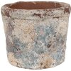 Clayre & Eef 6TE0526S Bloempot Terracotta Beige Blauw Ø 12x10 cm Landelijke stijl