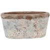 Clayre & Eef 6TE0528M Bloempot Terracotta Beige Blauw 19x11x10 cm Landelijke stijl