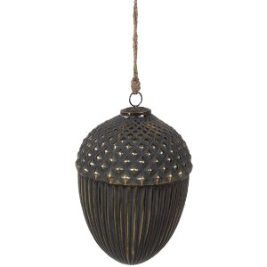 Clayre & Eef 6GL4528XL Kerstboombol Zwart Goud 18x27 cm