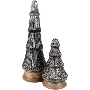 Clayre & Eef 65386 Kerstboom Zilver Zwart Ø 13x24 cm