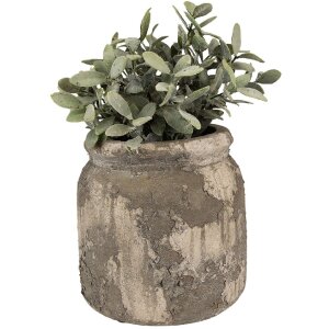 Clayre & Eef 6TE0518M Bloempot Grijs Beige Ø 14x13 cm