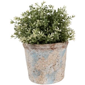 Clayre & Eef Bloempot Beige Groen Ø 14x12 cm Landelijke stijl