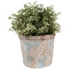 Clayre & Eef Bloempot Beige Groen Ø 14x12 cm Landelijke stijl