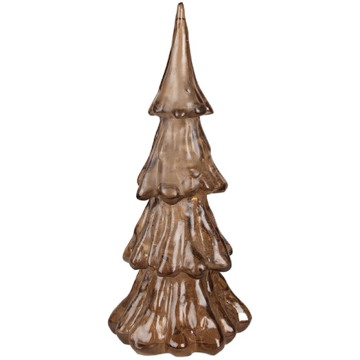 Clayre & Eef 6PR4363 Kerstdecoratie Boom LED Bruin Goudkleurig Ø 14x33 cm