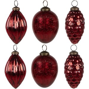 Clayre & Eef 6GL4507 Kerstbal set rood 24x23x9 cm...