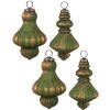 Clayre & Eef 6GL4508 Kerstballen set groen goud 29x20x9 cm Ø 8x15 cm 4 stuks