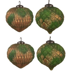 Clayre & Eef 6GL4509 Kerstbal set 4 groen goud...