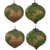 Clayre & Eef 6GL4509 Kerstbal set 4 groen goud 27x26x13 cm Ø 15x15 cm