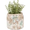 Clayre & Eef 6TE0539S Bloempot Terracotta Beige Groen Ø 11x9 cm