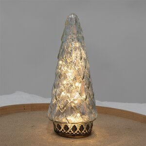 Clayre & Eef kerstboom LED Ø 11x24 cm glas zilver