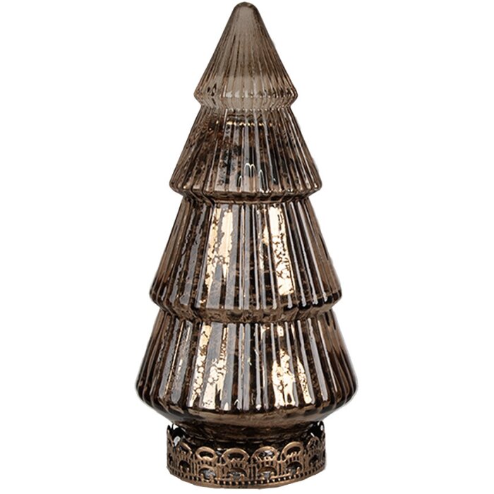 Clayre & Eef 6GL4603 Kerstboom met LED Ø 8x16 cm Bruin