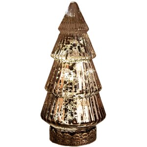 Clayre & Eef 6GL4603 Kerstboom met LED Ø 8x16 cm Bruin