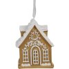 Clayre & Eef 6PR4213 Decoratie Hanger Huis Bruin Wit 6x4x7 cm