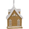 Clayre & Eef 6PR4213 Decoratie Hanger Huis Bruin Wit 6x4x7 cm