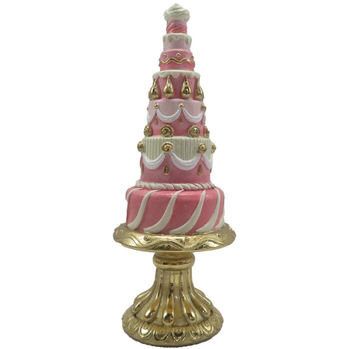 Clayre & Eef 6PR4220 Decoratie Taart Ø 8x21 cm Roze Goud