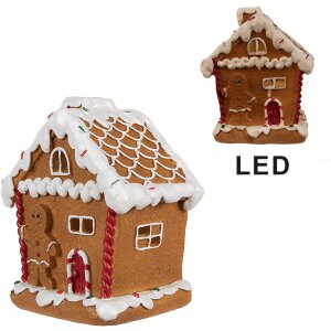 Clayre & Eef 6PR4341 Decoratie peperkoekhuisje met LED 11x9x13 cm