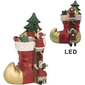 Clayre & Eef 6PR4176 Gelaarsde Muizen LED Decoratie 14x10x19 cm