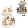 Clayre & Eef 6PR4186 Decoratie Paddenstoel met Dwergen LED 13x12x15 cm