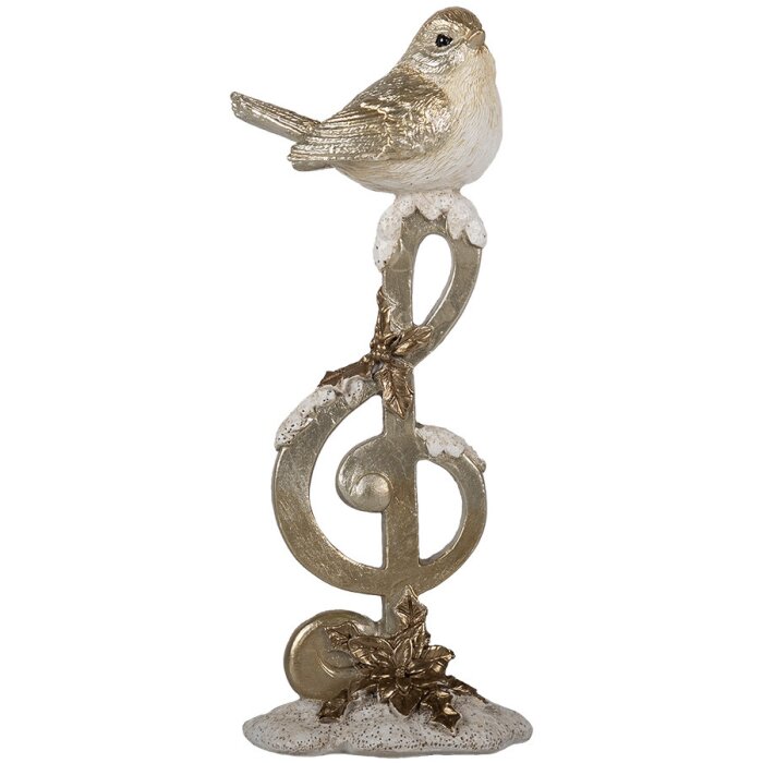 Clayre & Eef 6PR4227 Decoratie Vogel op klief 6x5x16 cm