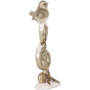 Clayre & Eef 6PR4227 Decoratie Vogel op klief 6x5x16 cm