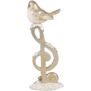 Clayre & Eef 6PR4227 Decoratie Vogel op klief 6x5x16 cm