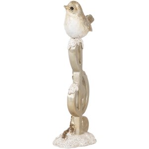 Clayre & Eef 6PR4227 Decoratie Vogel op klief 6x5x16 cm