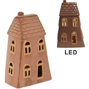 Clayre & Eef 6CE1798 Decoratie Huisje met LED 10x6x16 cm