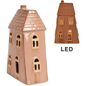 Clayre & Eef 6CE1841 Decoratiehuisje met LED 10x6x16 cm