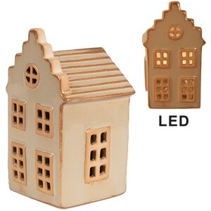 Clayre & Eef 6CE1843 Decoratiehuisje met LED 6x6x11 cm