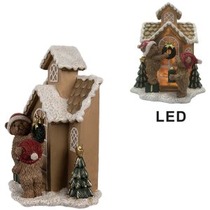 Clayre & Eef 6PR4168 Decoratiehuisje met LED 15x10x18 cm