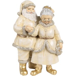 Clayre & Eef Decoratie Kerstman en Kerstvrouw Beige 11x8x16 cm