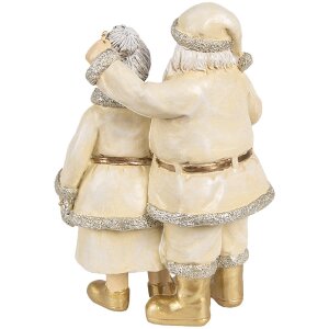 Clayre & Eef Decoratie Kerstman en Kerstvrouw Beige 11x8x16 cm