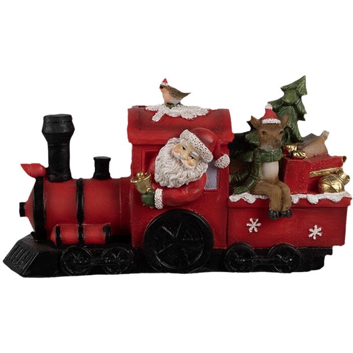 Clayre & Eef 6PR4178 Decoratie locomotief kerstman LED 19x7x10 cm