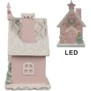 Clayre & Eef 6PR4199 Decoratiehuisje met LED 10x8x15 cm