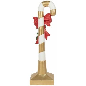 Clayre & Eef 5PR0141 Decoratie Candy Cane Goud Wit 25x18x83 cm Polyresin