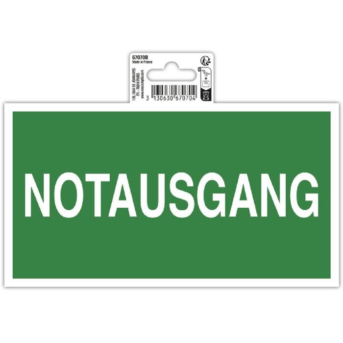 Exacompta 67070B Zelfklevend bord nooduitgang 20x11 cm PVC groen/wit