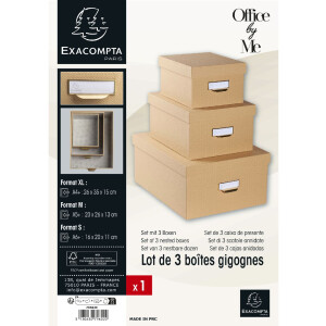 Exacompta 79602E Set van 3 opbergdozen Office by me Beige