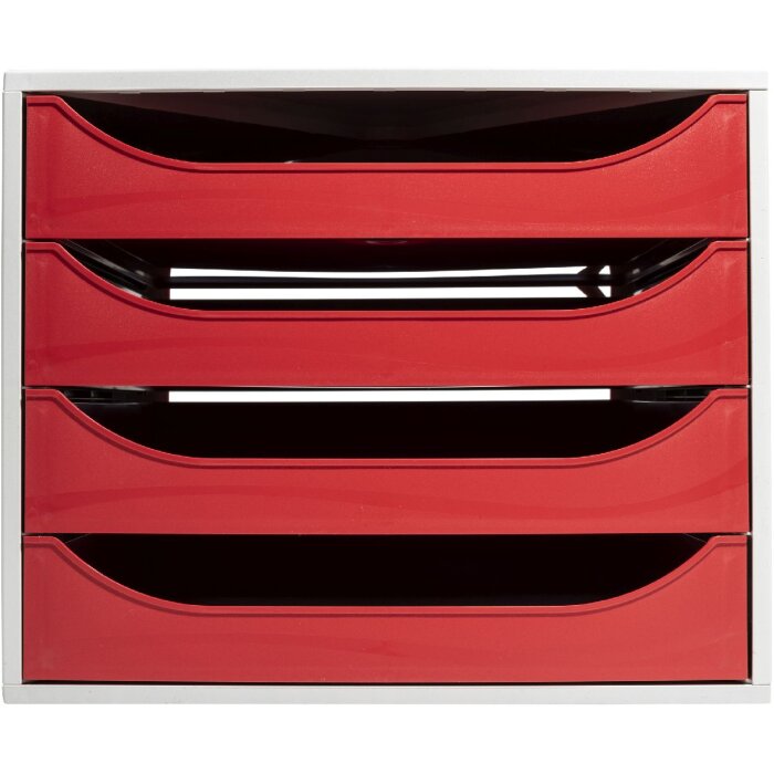 Exacompta 2286107D ECOBOX ladebox met 4 laden rood