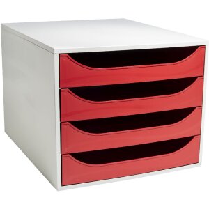 Exacompta 2286107D ECOBOX ladebox met 4 laden rood