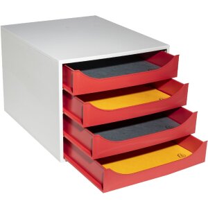 Exacompta 2286107D ECOBOX ladebox met 4 laden rood