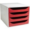 Exacompta 2286107D ECOBOX ladebox met 4 laden rood