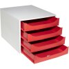 Exacompta 2286107D ECOBOX ladebox met 4 laden rood