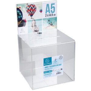 Exacompta 89258D Urn afsluitbaar 21x21x21cm met A5 hoofddeksel kristal