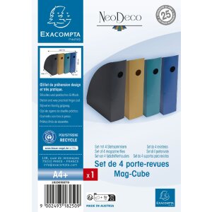 Exacompta Set 4 Mag Cube tijdschriftenmappen Neo Deco geassorteerde kleuren