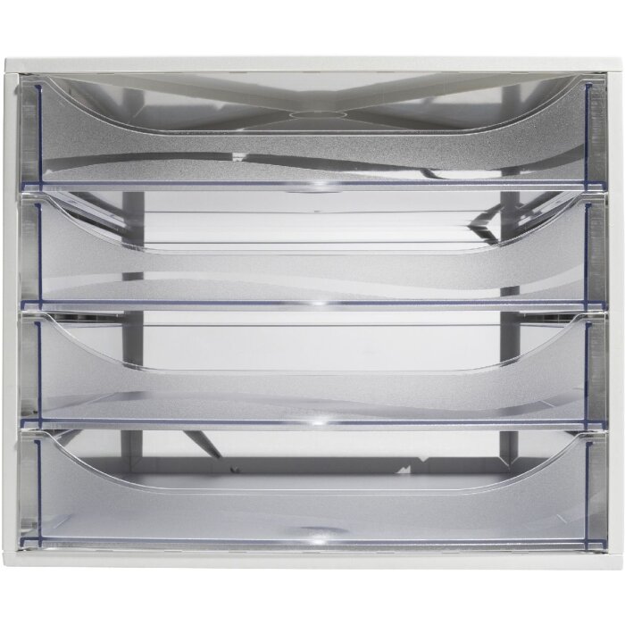 Exacompta 228323D ECOBOX ladebox met 4 laden kristal