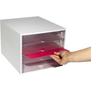 Exacompta 228323D ECOBOX ladebox met 4 laden kristal