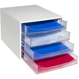 Exacompta 228323D ECOBOX ladebox met 4 laden kristal