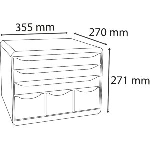 Exacompta STOREBOX ladebox 6 open lades Zwart Glanzend