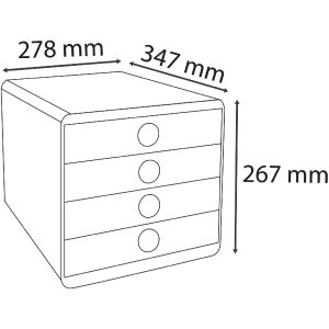 Exacompta 314496D Aquarel ladebox 4 vakken A4+ zwart geassorteerde kleuren