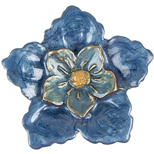 Clayre & Eef deurknop bloem blauw ijzer 4x3x4 cm